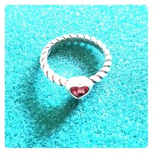James Avery Heart With Garnet Ring Retired